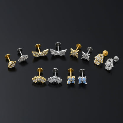 Simple Style Solid Color Copper 18k Gold Plated White Gold Plated Zircon Ear Studs In Bulk