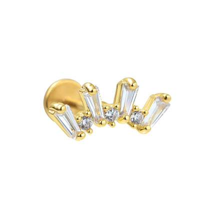 Simple Style Flower Copper 18k Gold Plated White Gold Plated Zircon Lip Stud Ear Studs In Bulk