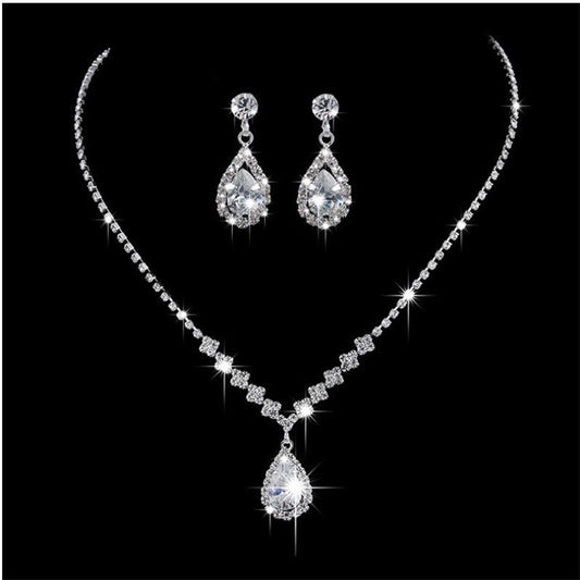 Simple Style Water Droplets Rhinestone Wholesale Jewelry Set