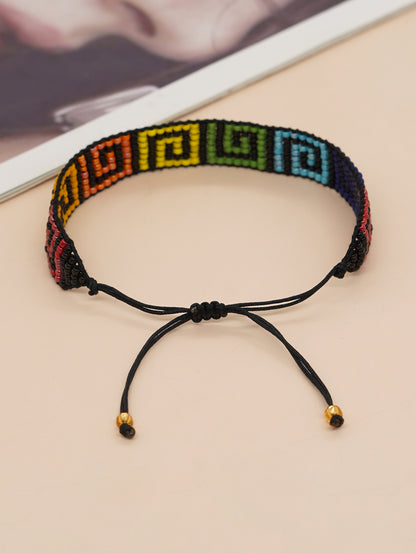 Casual Simple Style Letter Heart Shape Glass Beaded Braid Unisex Bracelets