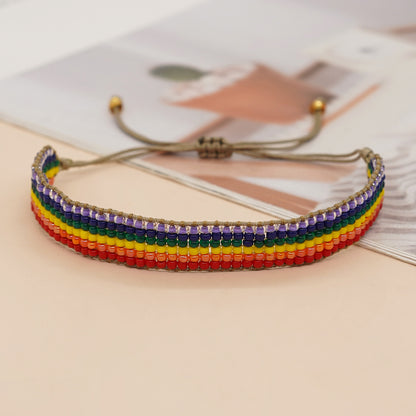 Casual Simple Style Letter Heart Shape Glass Beaded Braid Unisex Bracelets