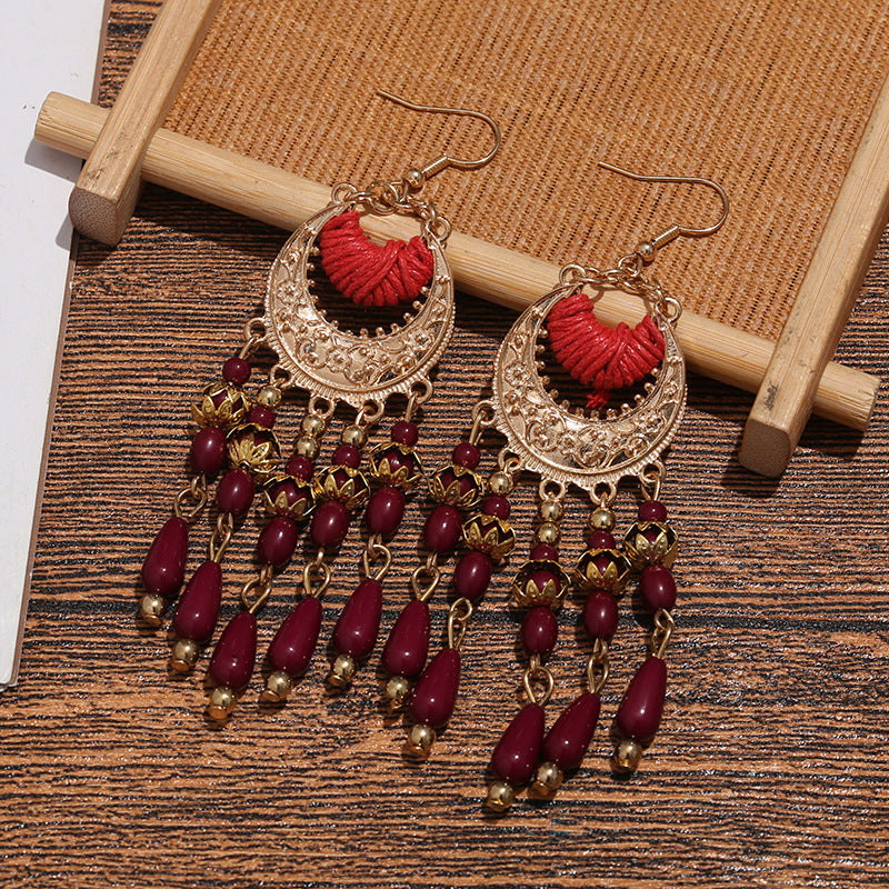 Retro Ethnic Style Geometric Alloy Glass Plating Women's Drop Earrings