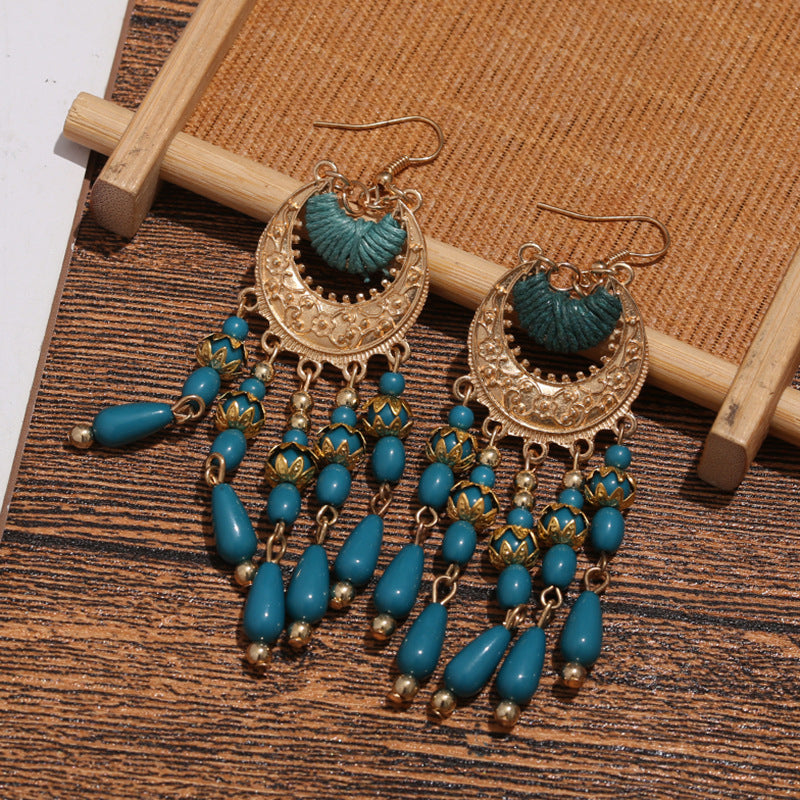 Retro Ethnic Style Geometric Alloy Glass Plating Women's Drop Earrings