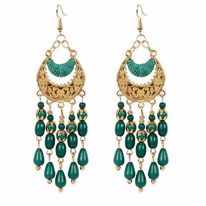 Retro Ethnic Style Geometric Alloy Glass Plating Women's Drop Earrings