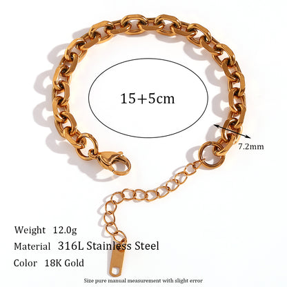 Simple Style Classic Style Oval Solid Color Stainless Steel Plating 18k Gold Plated Bracelets