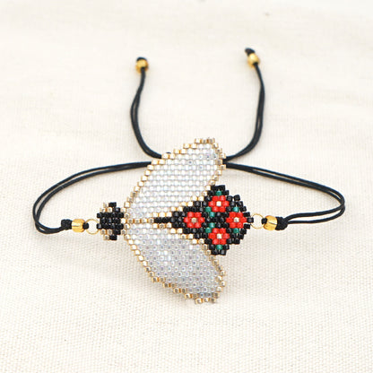 Classic Style Lips Letter Heart Shape Glass Seed Bead Braid Women's Bracelets