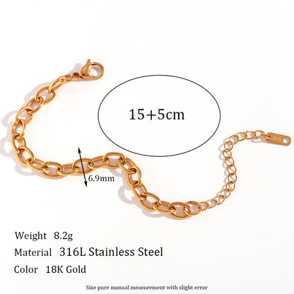 Simple Style Classic Style Oval Solid Color Stainless Steel Plating 18k Gold Plated Bracelets