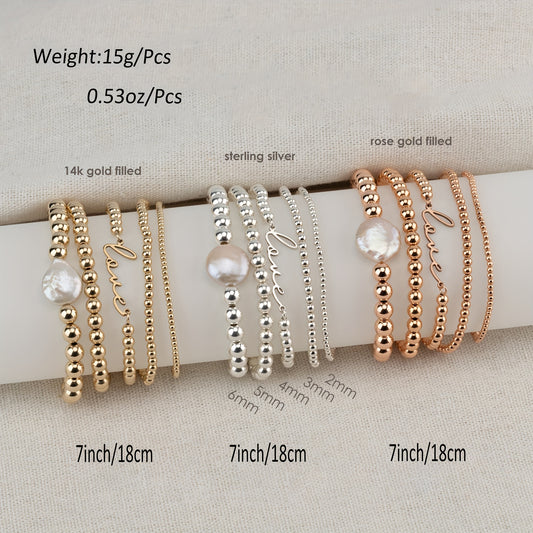 Ethnic Style Bohemian Love Freshwater Pearl Copper Beaded Plating 14k Gold Plated Rose Gold Plated Silver Plated Bracelets