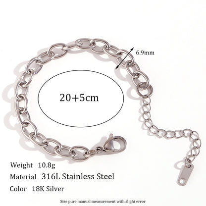 Simple Style Classic Style Oval Stainless Steel Women's Anklet