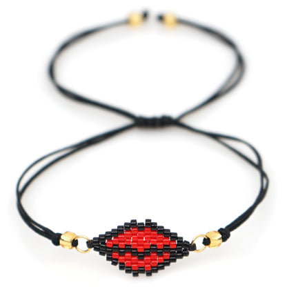 Classic Style Lips Letter Heart Shape Glass Seed Bead Braid Women's Bracelets