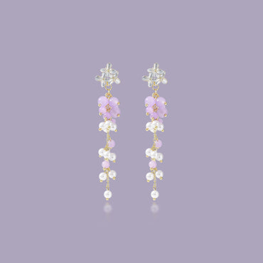 Korean Style Flower Beaded Women's Drop Earrings