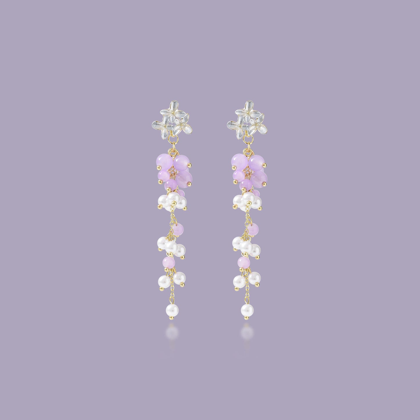 Korean Style Flower Beaded Women's Drop Earrings