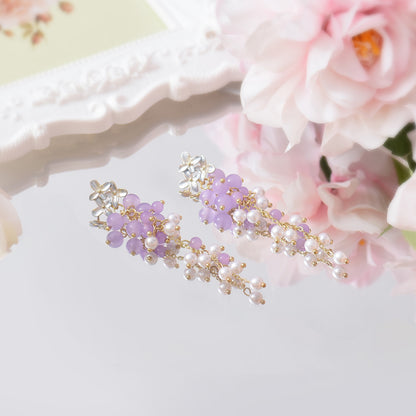 Korean Style Flower Beaded Women's Drop Earrings