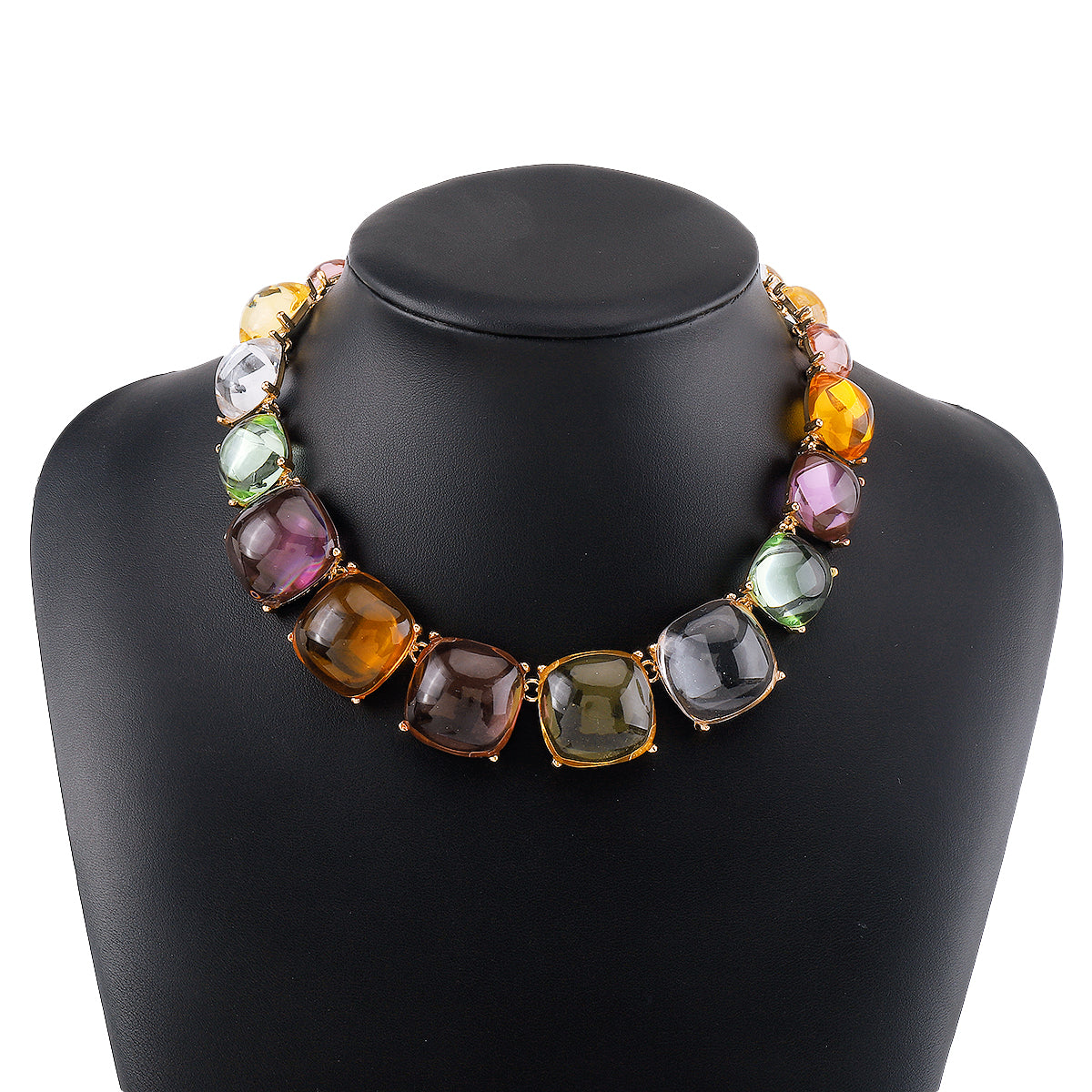 Elegant Vintage Style Square Alloy Inlay Rhinestones Women'S Necklace