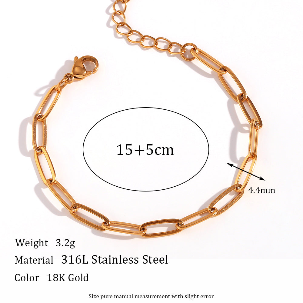 Simple Style Classic Style Oval Solid Color Stainless Steel Plating 18k Gold Plated Bracelets