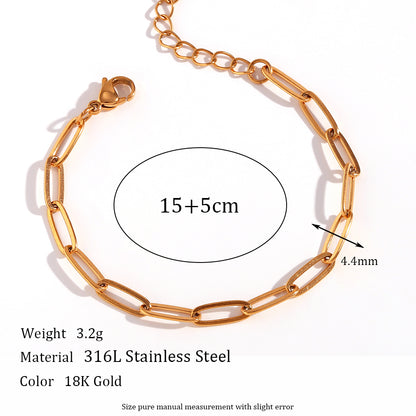 Simple Style Classic Style Oval Solid Color Stainless Steel Plating 18k Gold Plated Bracelets