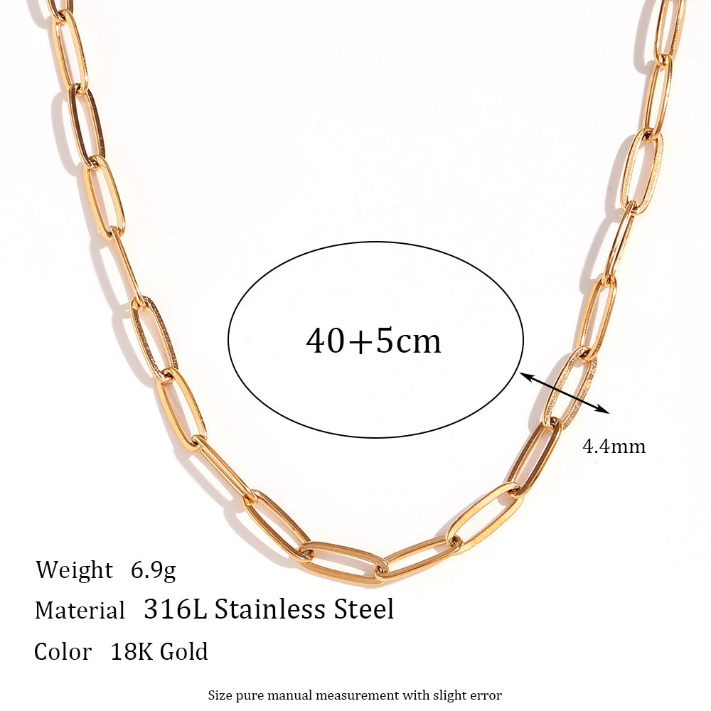 Basic Simple Style Classic Style Solid Color Stainless Steel Plating 18k Gold Plated Necklace