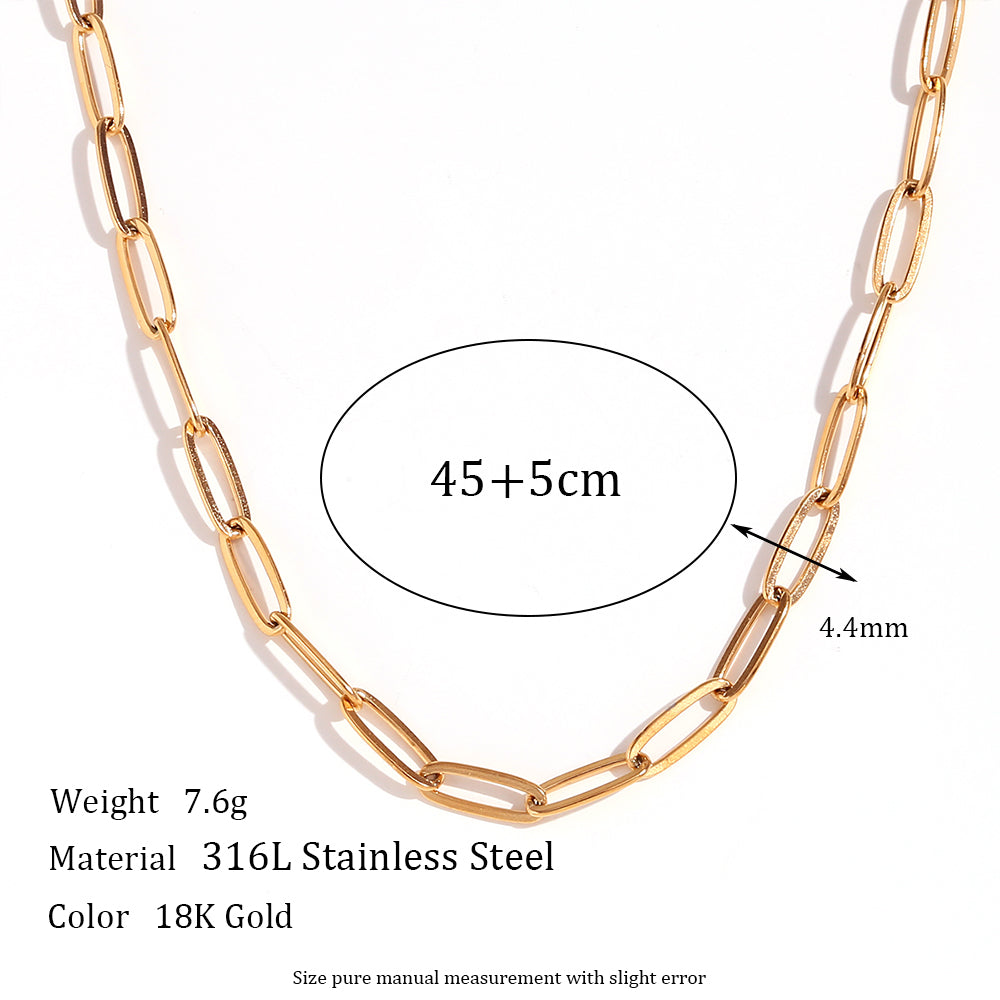 Basic Simple Style Classic Style Solid Color Stainless Steel Plating 18k Gold Plated Necklace