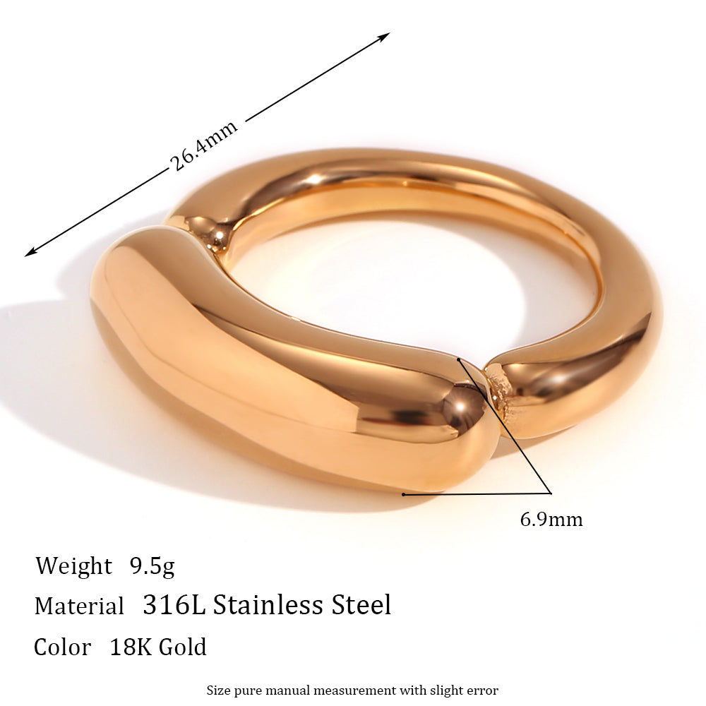 Wholesale Jewelry Basic Simple Style Classic Style Solid Color 304 Stainless Steel 18K Gold Plated Plating Rings