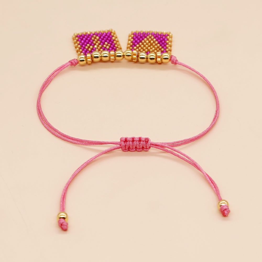 Novelty Heart Shape Eye Glass Braid Woven Belt Women's Bracelets