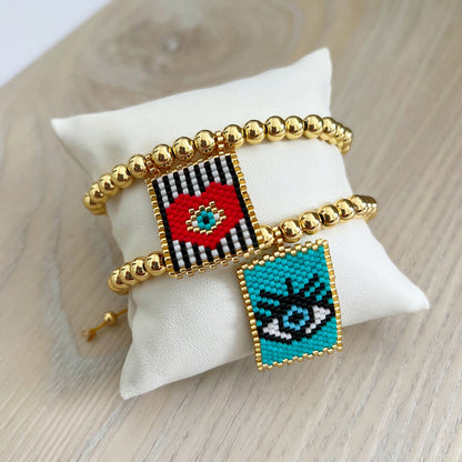 Novelty Heart Shape Eye Glass Braid Woven Belt Women's Bracelets