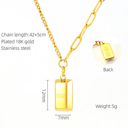 Cute Modern Style Rabbit Word Stainless Steel Plating Inlay Rhinestones 18k Gold Plated Pendant Necklace