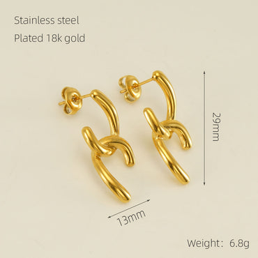 1 Pair Modern Style Simple Style Irregular Solid Color Polishing Plating Stainless Steel 18k Gold Plated Ear Studs