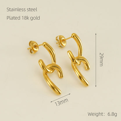 1 Pair Modern Style Simple Style Irregular Solid Color Polishing Plating Stainless Steel 18k Gold Plated Ear Studs