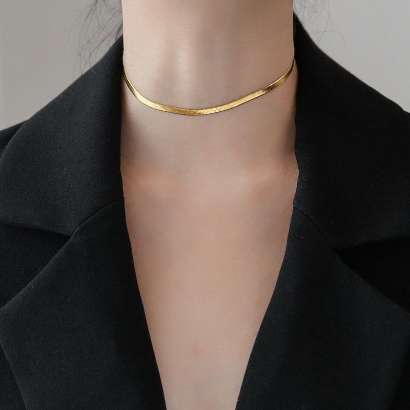 Ig Style Solid Color Titanium Steel Plating 18k Gold Plated Choker