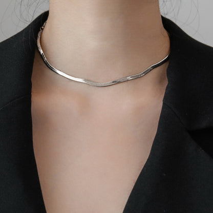 Ig Style Solid Color Titanium Steel Plating 18k Gold Plated Choker