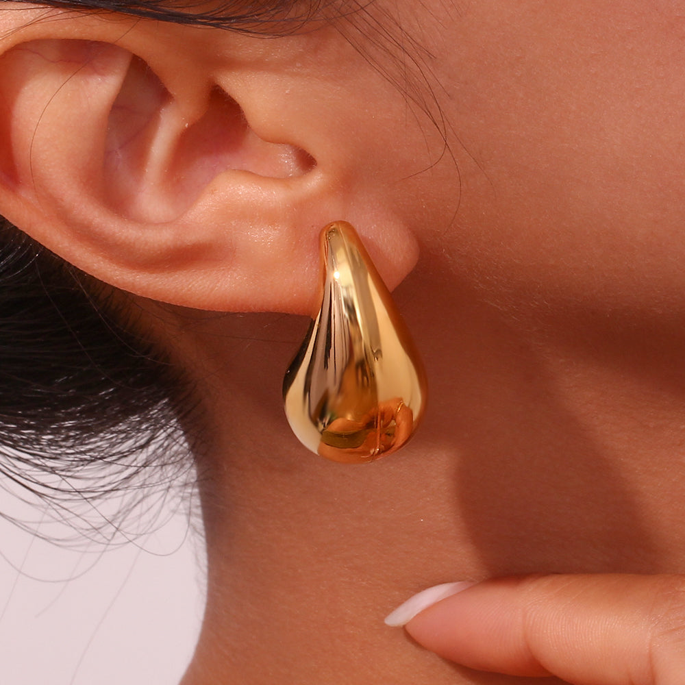 1 Pair Simple Style Classic Style Water Droplets Plating Stainless Steel 18k Gold Plated Ear Studs
