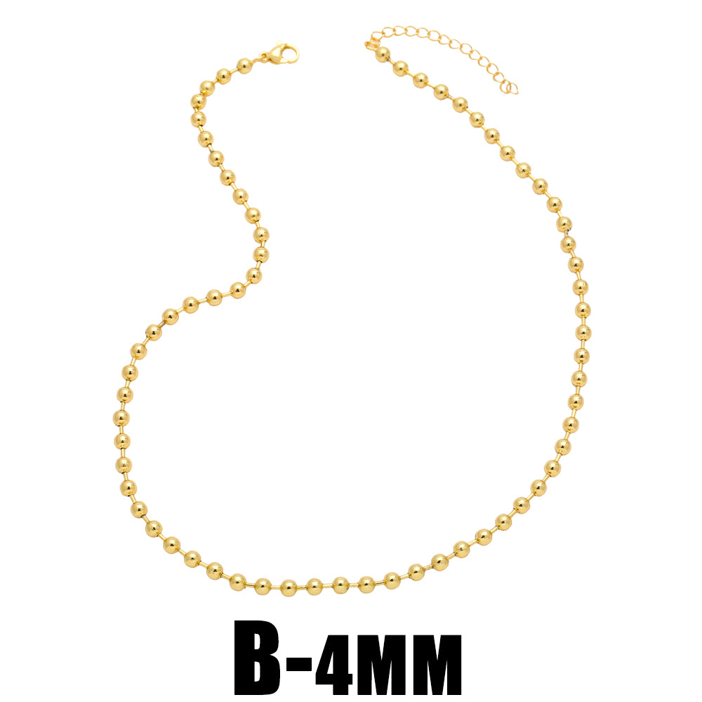 Hip-hop Simple Style Round Solid Color Copper 18k Gold Plated Necklace In Bulk