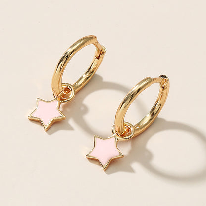 1 Pair Ig Style Korean Style Star Enamel Plating Copper Gold Plated Earrings
