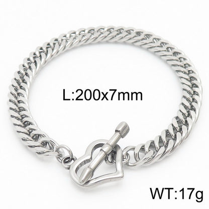 Simple Style Heart Shape Solid Color Stainless Steel Bracelets