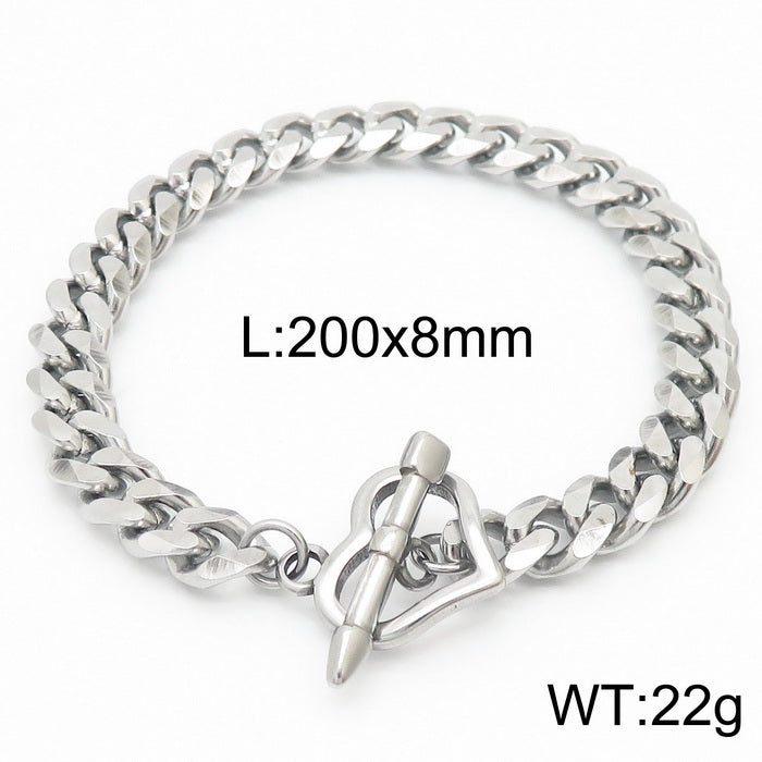 Simple Style Heart Shape Solid Color Stainless Steel Bracelets