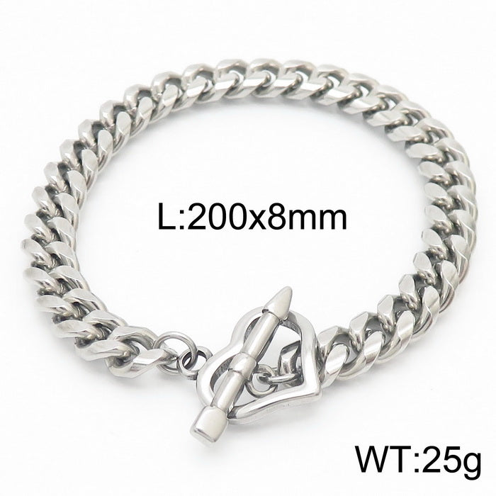 Simple Style Heart Shape Solid Color Stainless Steel Bracelets