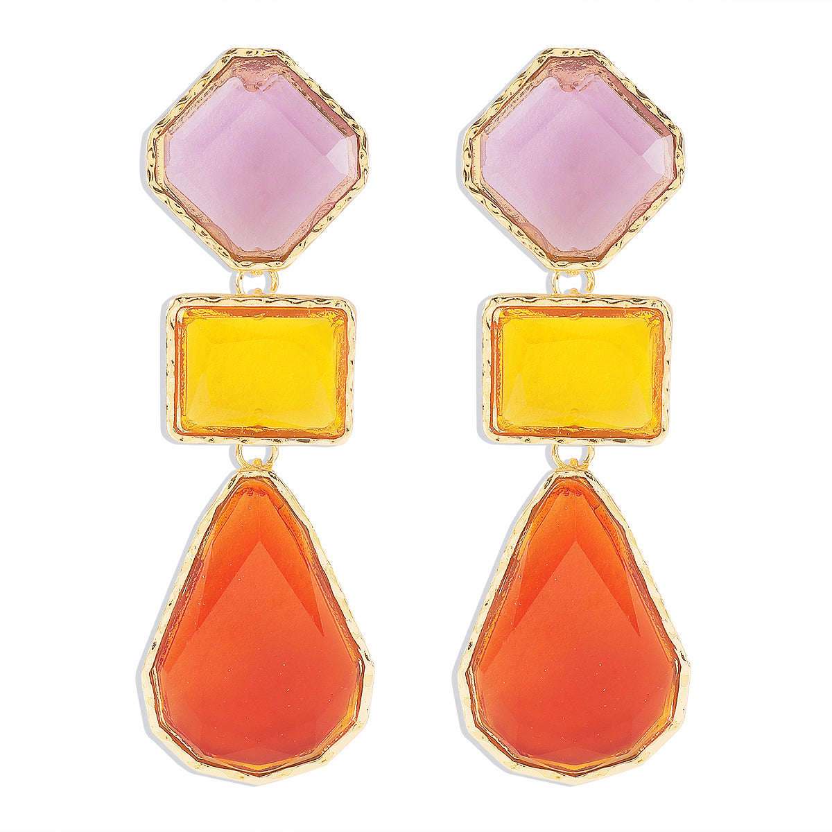 Elegant Retro Simple Style Geometric Alloy Irregular Transparent Inlay Resin Women's Drop Earrings