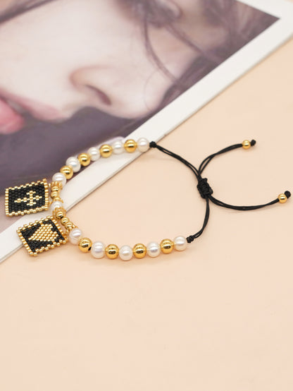 Classic Style Cross Heart Shape Eye Glass Copper Bracelets In Bulk