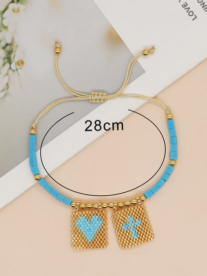 Classic Style Cross Heart Shape Eye Glass Copper Bracelets In Bulk