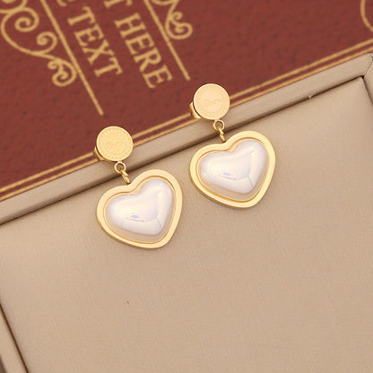 Elegant Heart Shape Stainless Steel Plating Inlay Pearl Bracelets Earrings Necklace