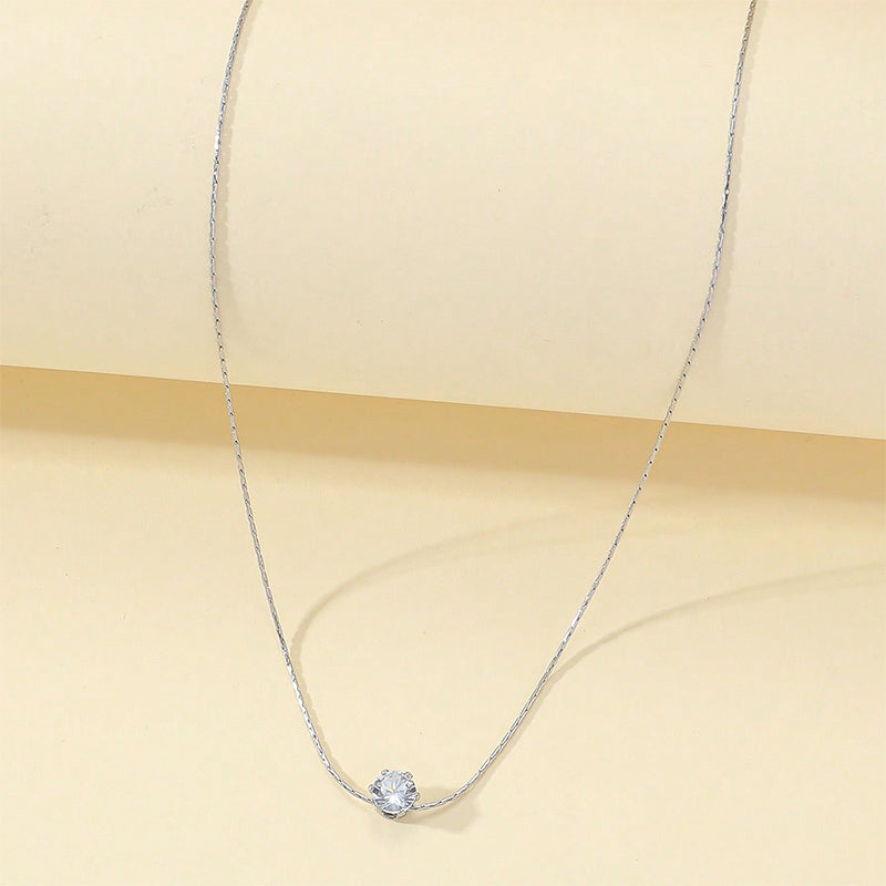 Modern Style Shiny Round Titanium Steel Polishing Plating Inlay Rhinestones 18k Gold Plated Necklace