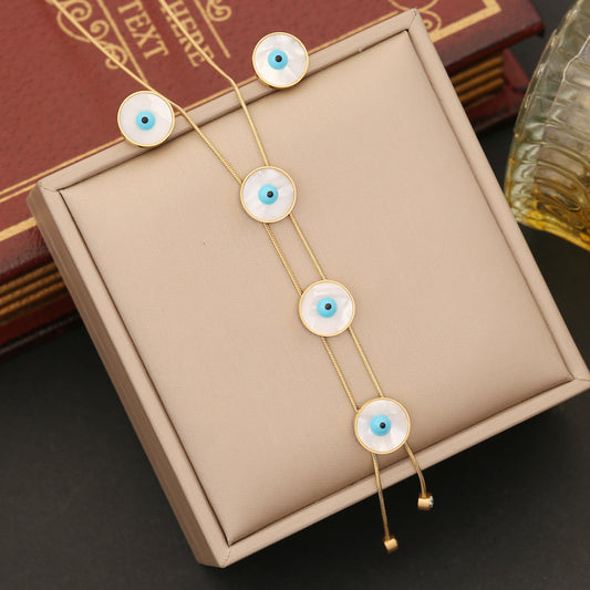 Wholesale Artistic Round Eye Stainless Steel Enamel Bracelets Earrings Necklace