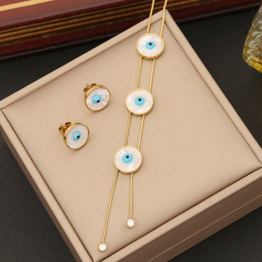 Wholesale Artistic Round Eye Stainless Steel Enamel Bracelets Earrings Necklace