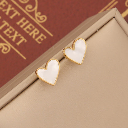 Elegant Heart Shape Stainless Steel Plating Inlay Shell Bracelets Earrings Necklace