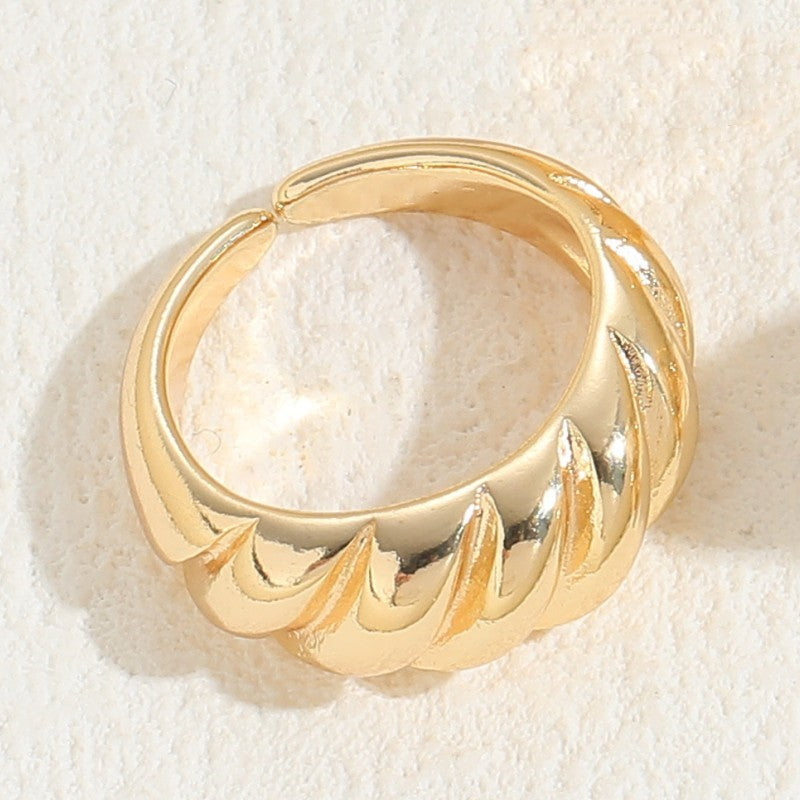 Elegant Luxurious Classic Style Geometric Star Copper Plating Inlay Artificial Pearls 14k Gold Plated Open Ring