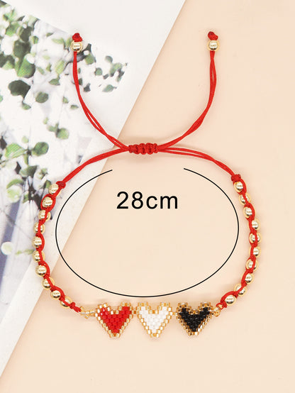 Bohemian Devil's Eye Heart Shape Flower Glass Rope Braid Women's Bracelets