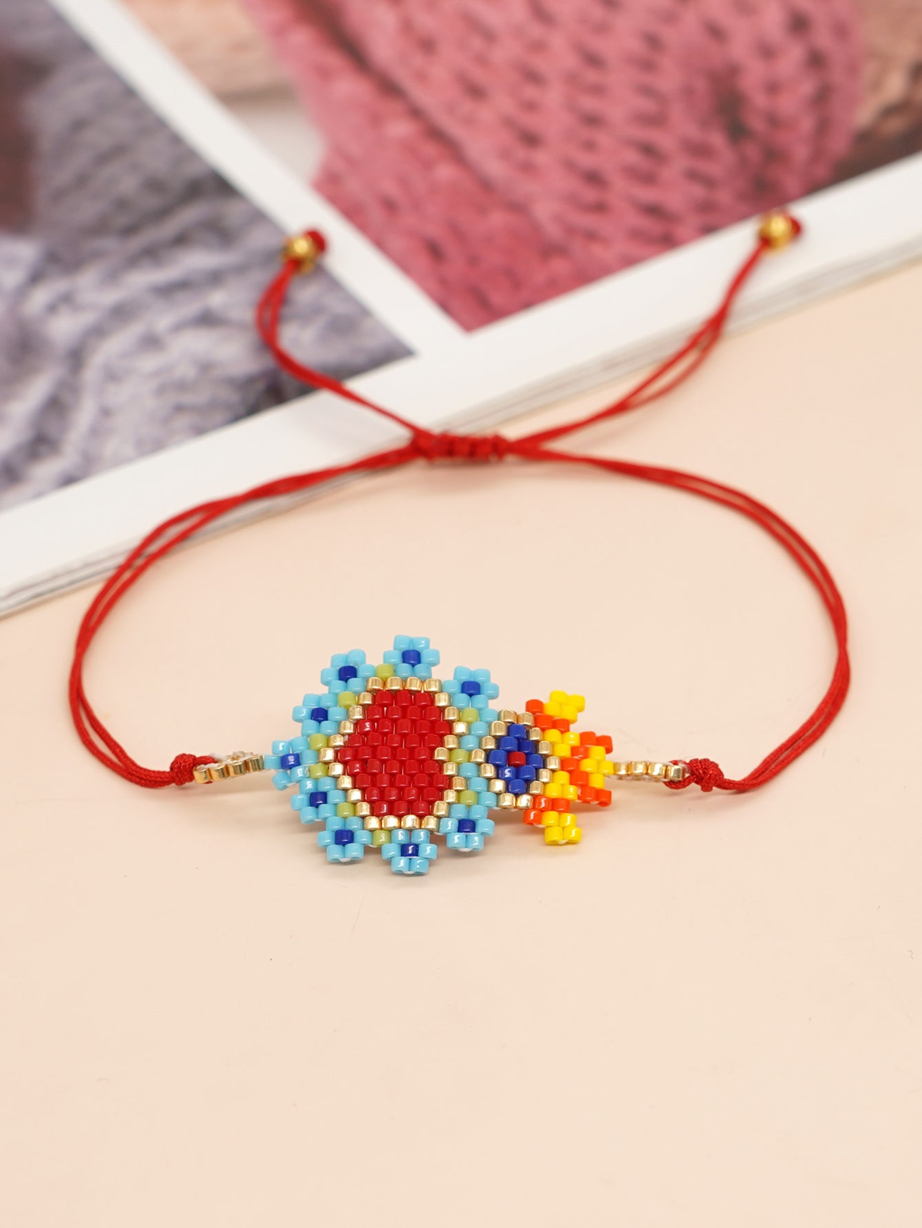 Bohemian Devil's Eye Heart Shape Flower Glass Rope Braid Women's Bracelets