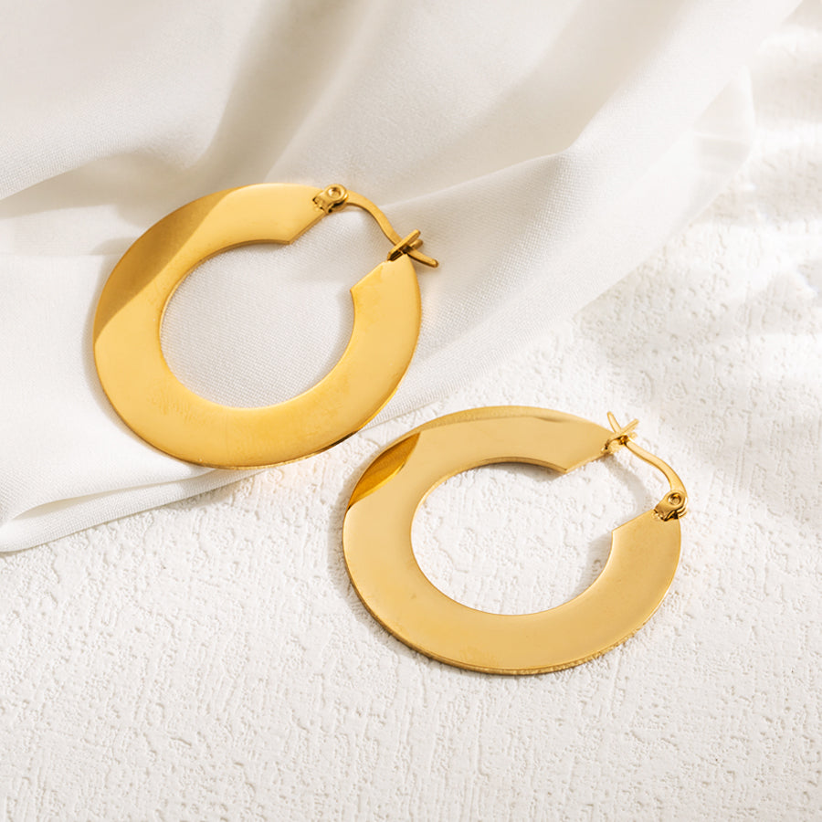 1 Pair Ig Style Oversized C Shape Semicircle Plating Three-dimensional Stainless Steel 18k Gold Plated Ear Studs