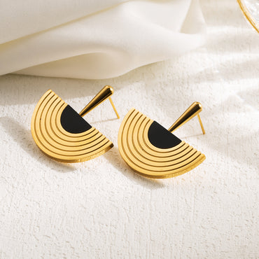 1 Pair Ig Style Oversized C Shape Semicircle Plating Three-dimensional Stainless Steel 18k Gold Plated Ear Studs