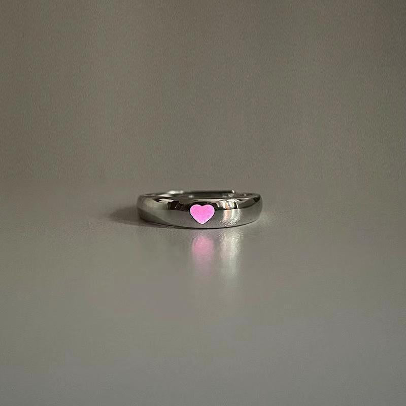 Simple Style Streetwear Heart Shape Alloy Plating Inlay Artificial Gemstones Couple Open Ring